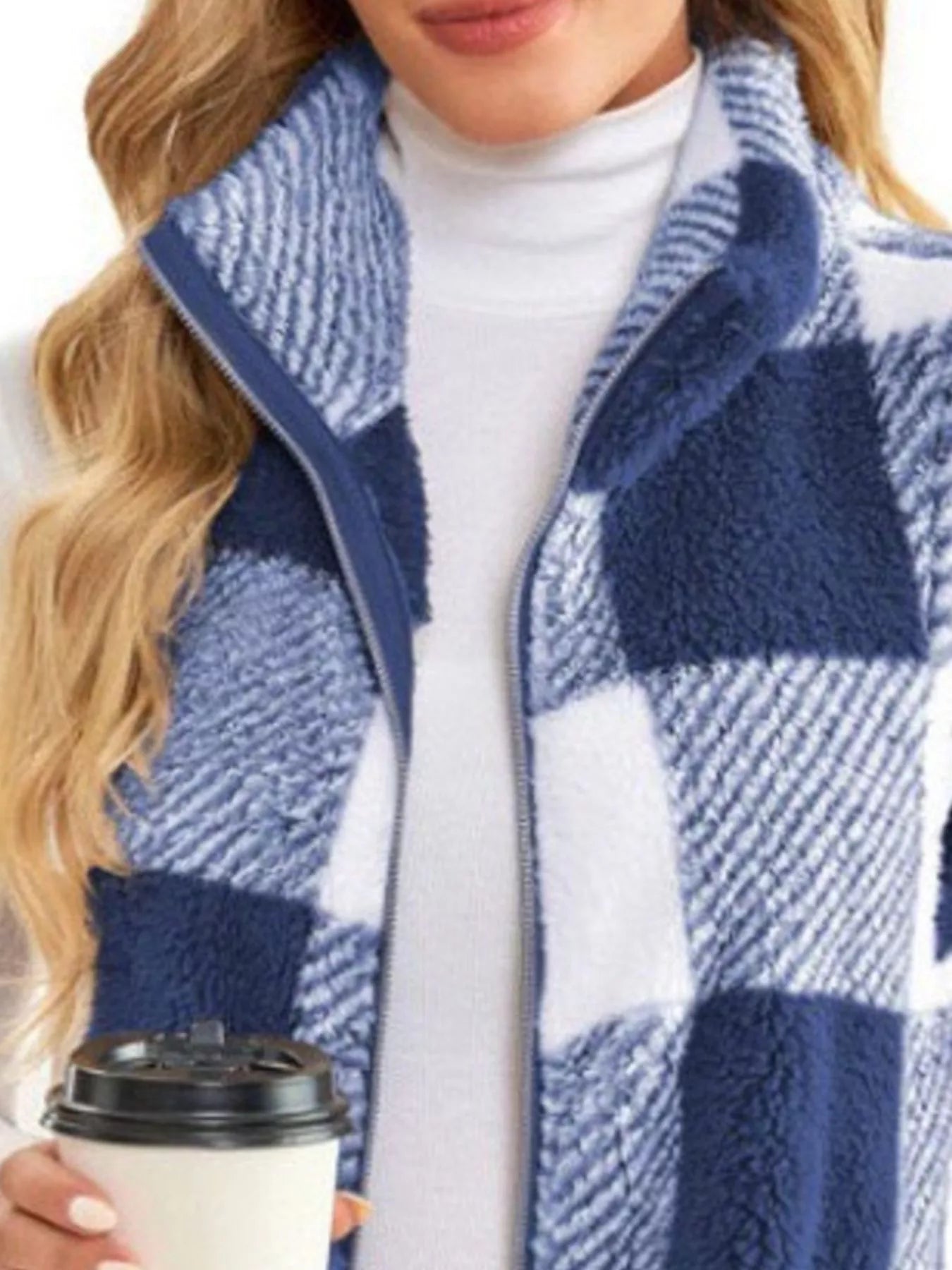 Full Size Color Block Zip Up Vest Coat Plus Size OutfitFlow