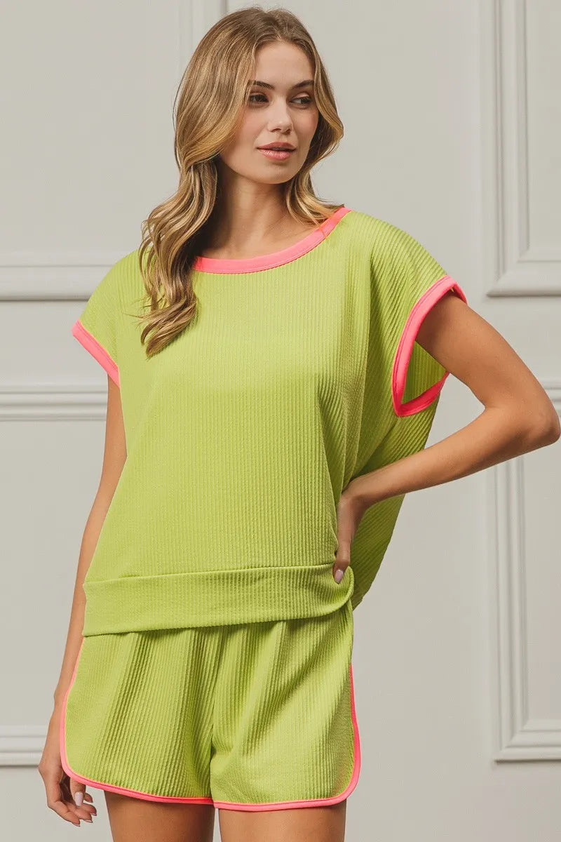 BiBi Cord Rib with Band Side Slit Shorts OutfitFlow