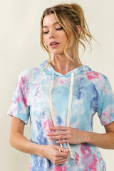 BiBi Tie Dye Terry Hoodie with Drawstring OutfitFlow