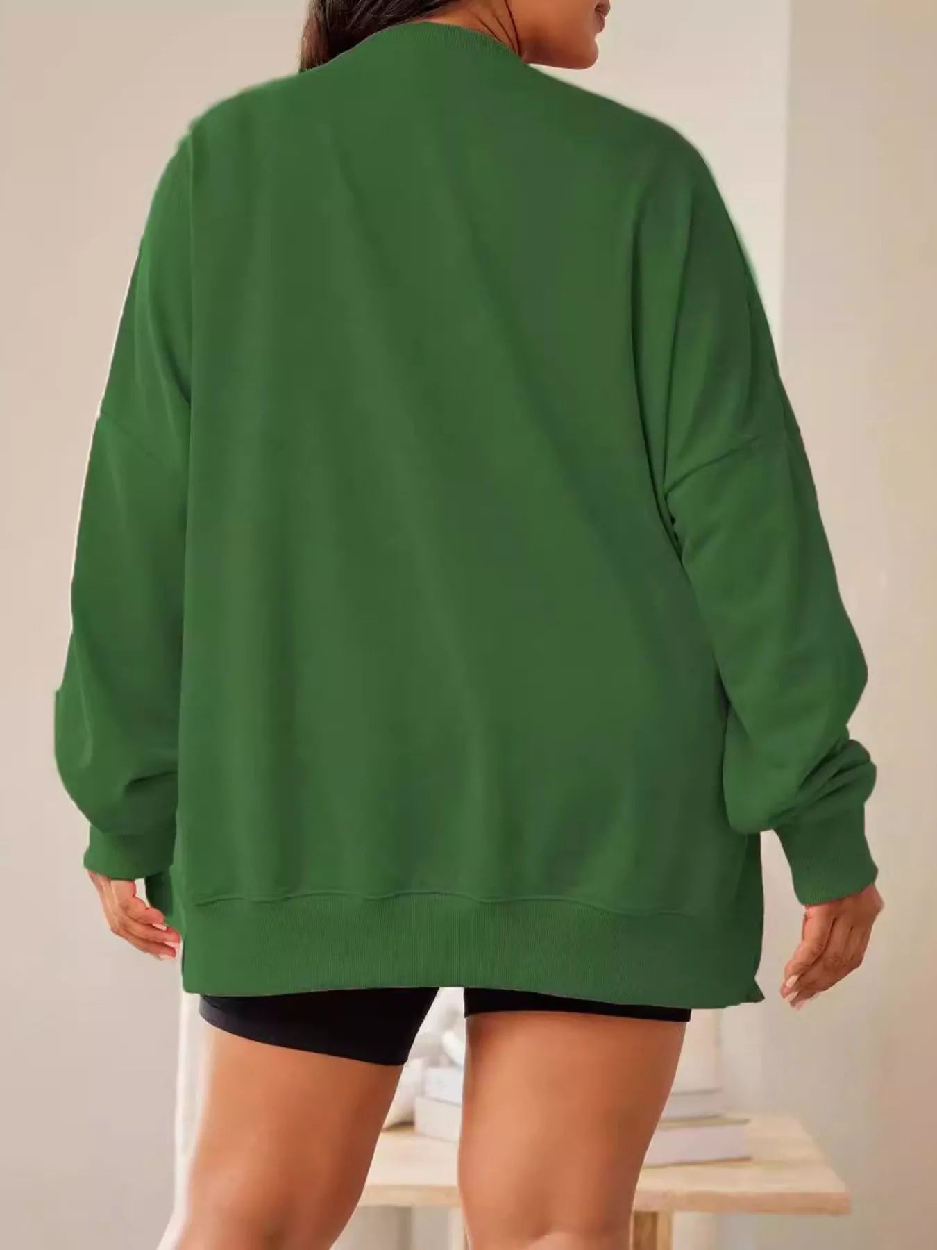 Christmas Santa Round Neck Long Sleeve Sweatshirt OutfitFlow
