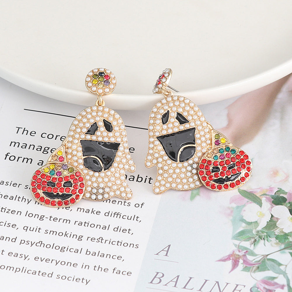 Ghost Rhinestone Alloy Earrings OutfitFlow