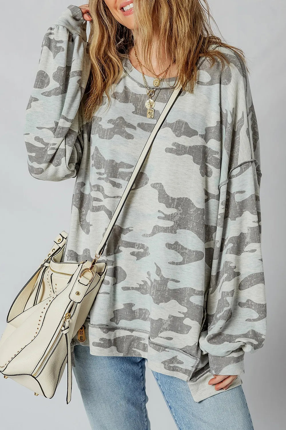 Camouflage Long Sleeve Sweatshirt OutfitFlow