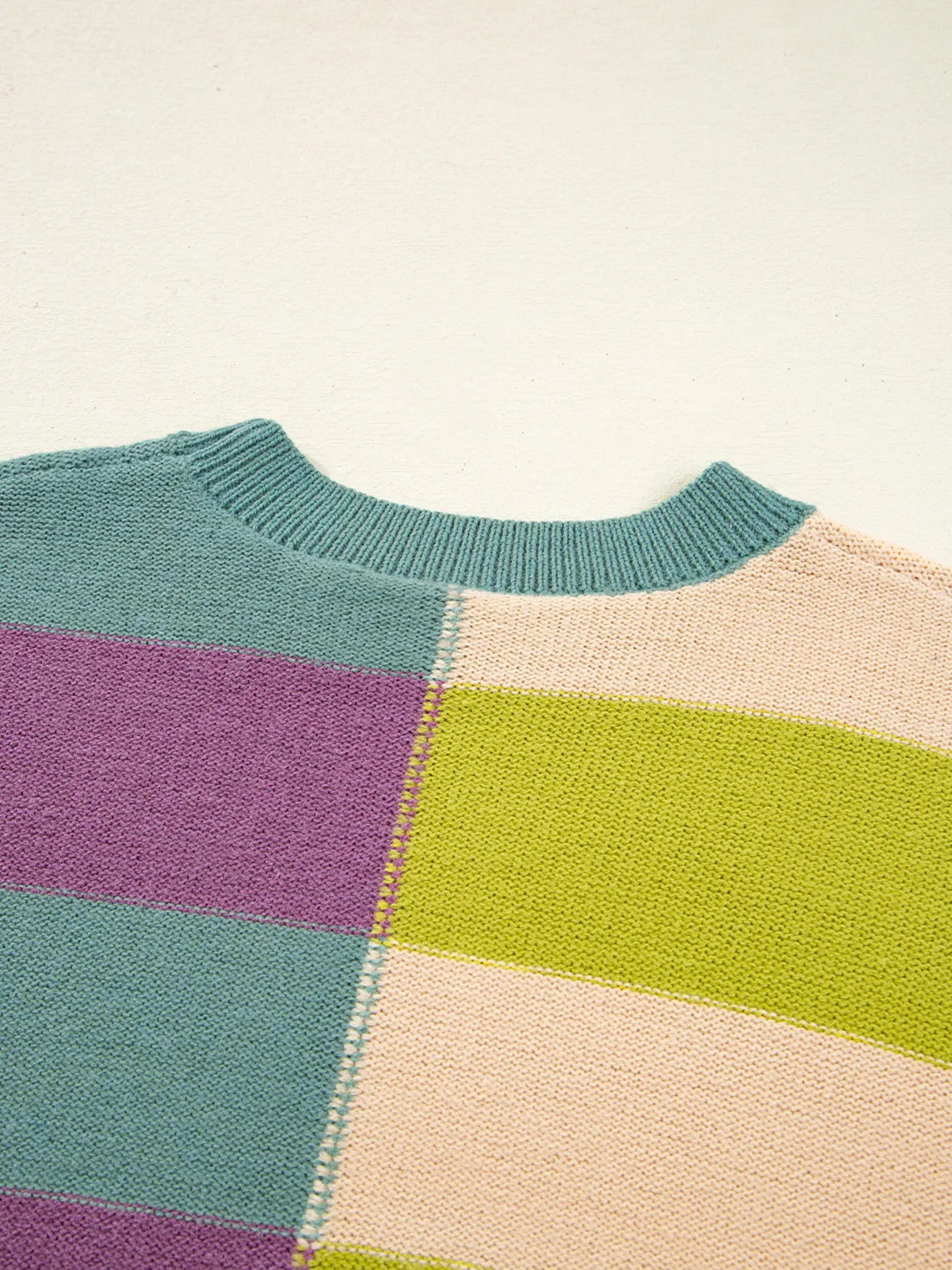 Stripe Drop Shoulder Ribbed Edge Sweater OutfitFlow