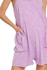 Zenana Acid Crinkle Washed Spaghetti Strap Romper OutfitFlow