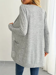 Open Front Longline Cardigan with Side Pockets OutfitFlow