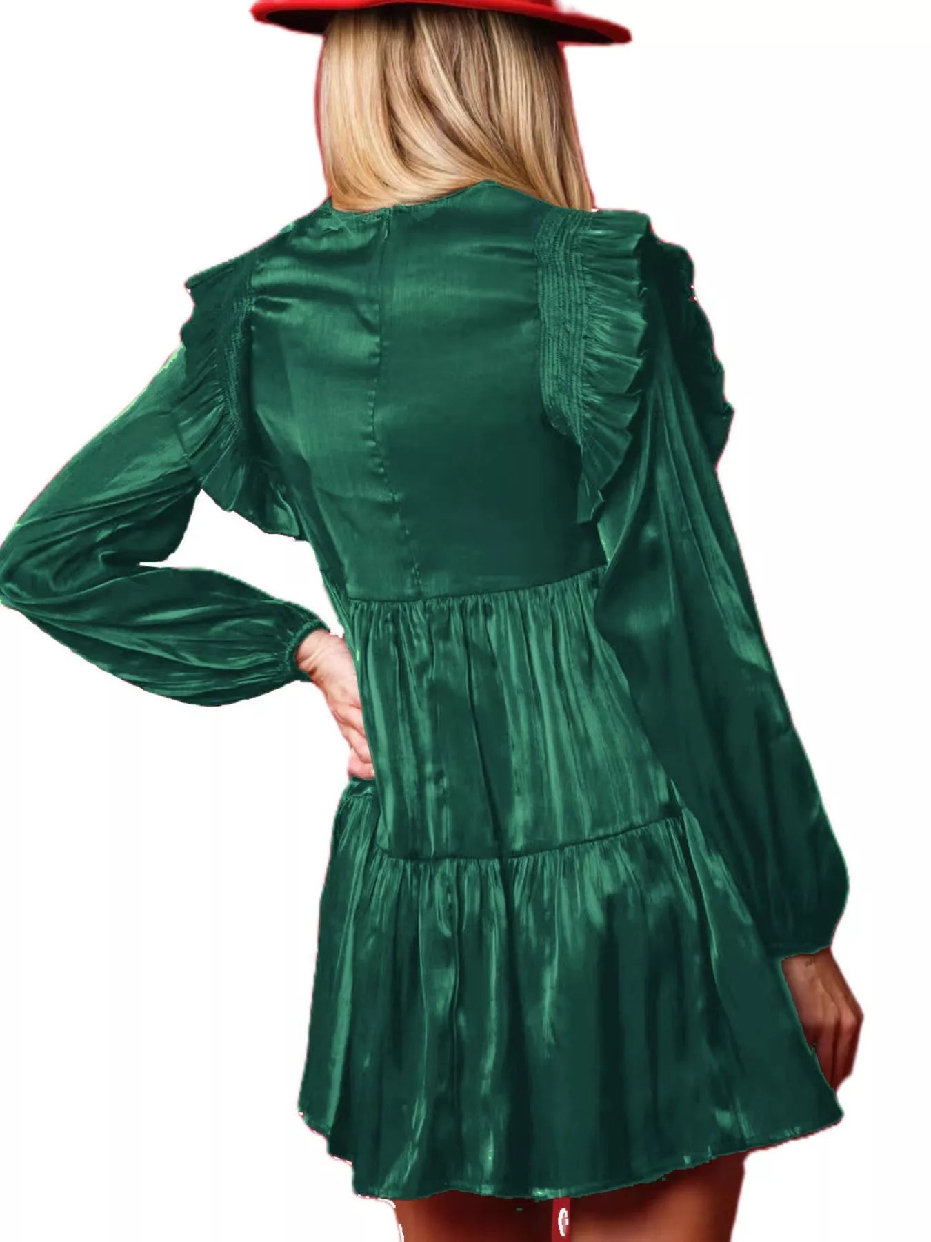 Christmas Ruffled Nutcracker Long Sleeve Dress OutfitFlow
