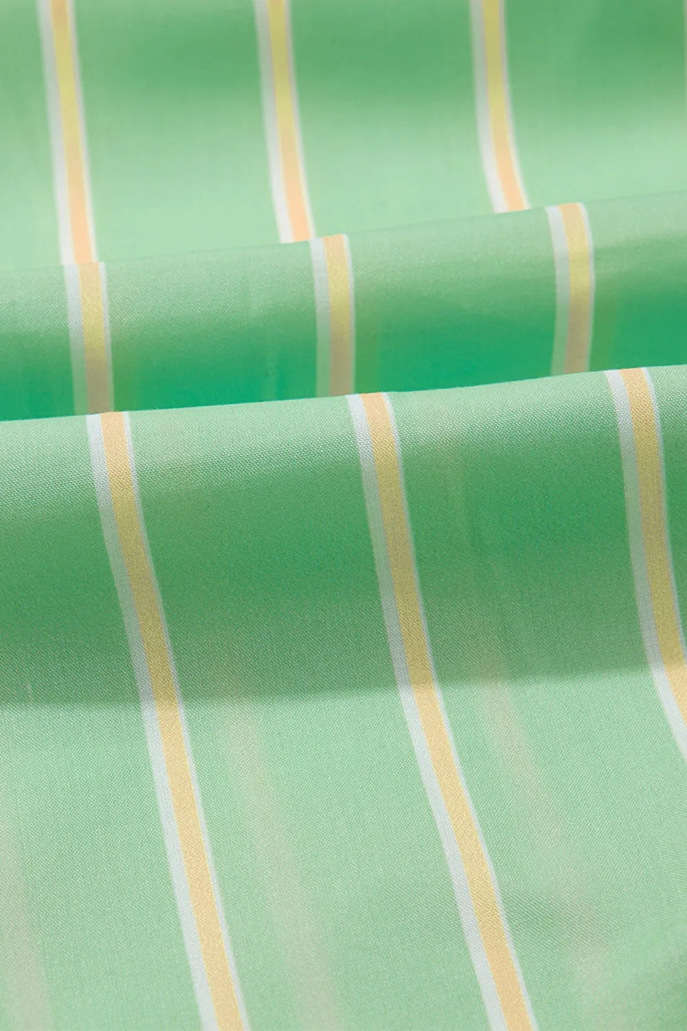 Stripe V Neck Short Sleeve Frilled Detail Dress OutfitFlow