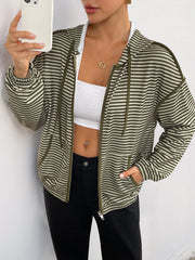 Striped Zip Up Oversized Hoodie OutfitFlow