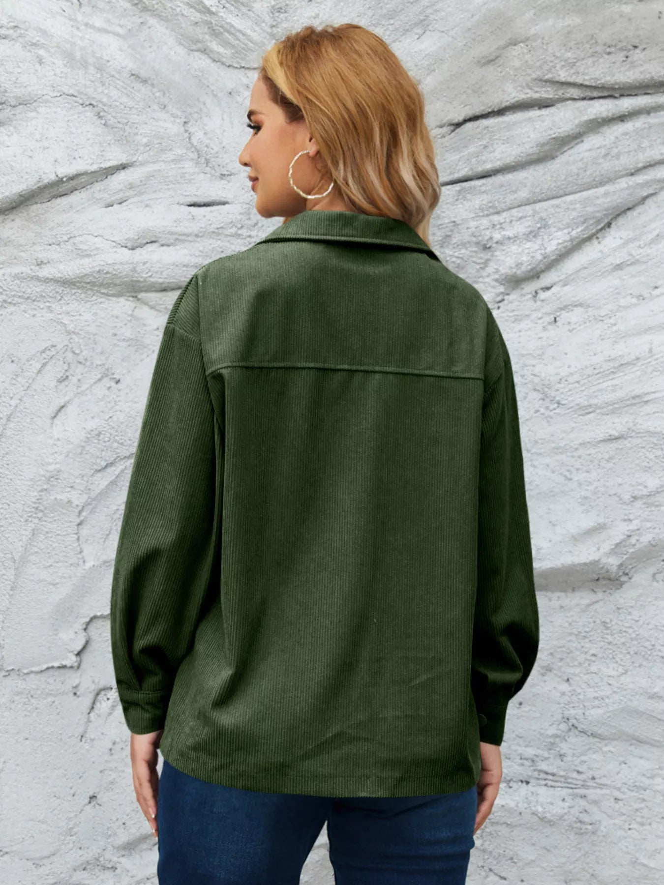 Casual Corduroy Button-Down Jacket OutfitFlow