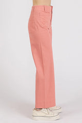 Mittoshop Twill Patch Pocket High Rise Wide Leg Pants OutfitFlow