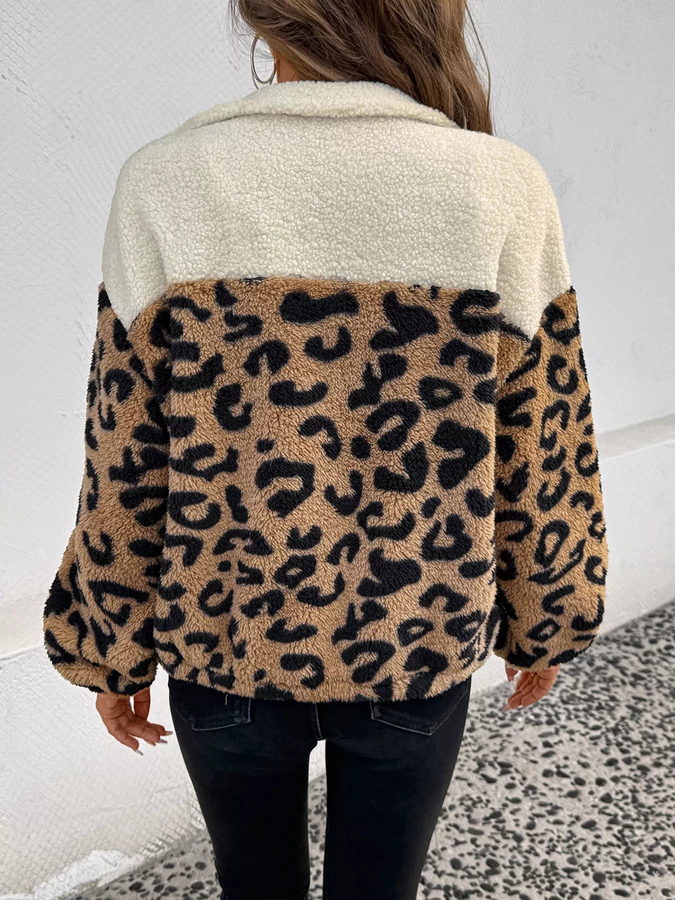 Leopard Zip Up Fleece Jacket OutfitFlow