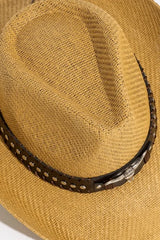 Fame Studded Bull Head Strap Straw Western Cowboy Hat OutfitFlow