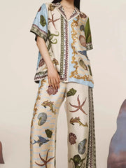 Printed Short Sleeve Top and Pants Set OutfitFlow