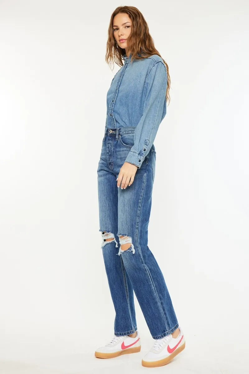 Kancan Ultra High Rise 90's Boyfriend Jeans OutfitFlow