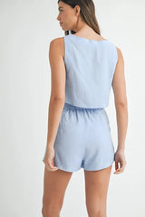 MABLE Sleeveless Crop Top and Shorts Set OutfitFlow