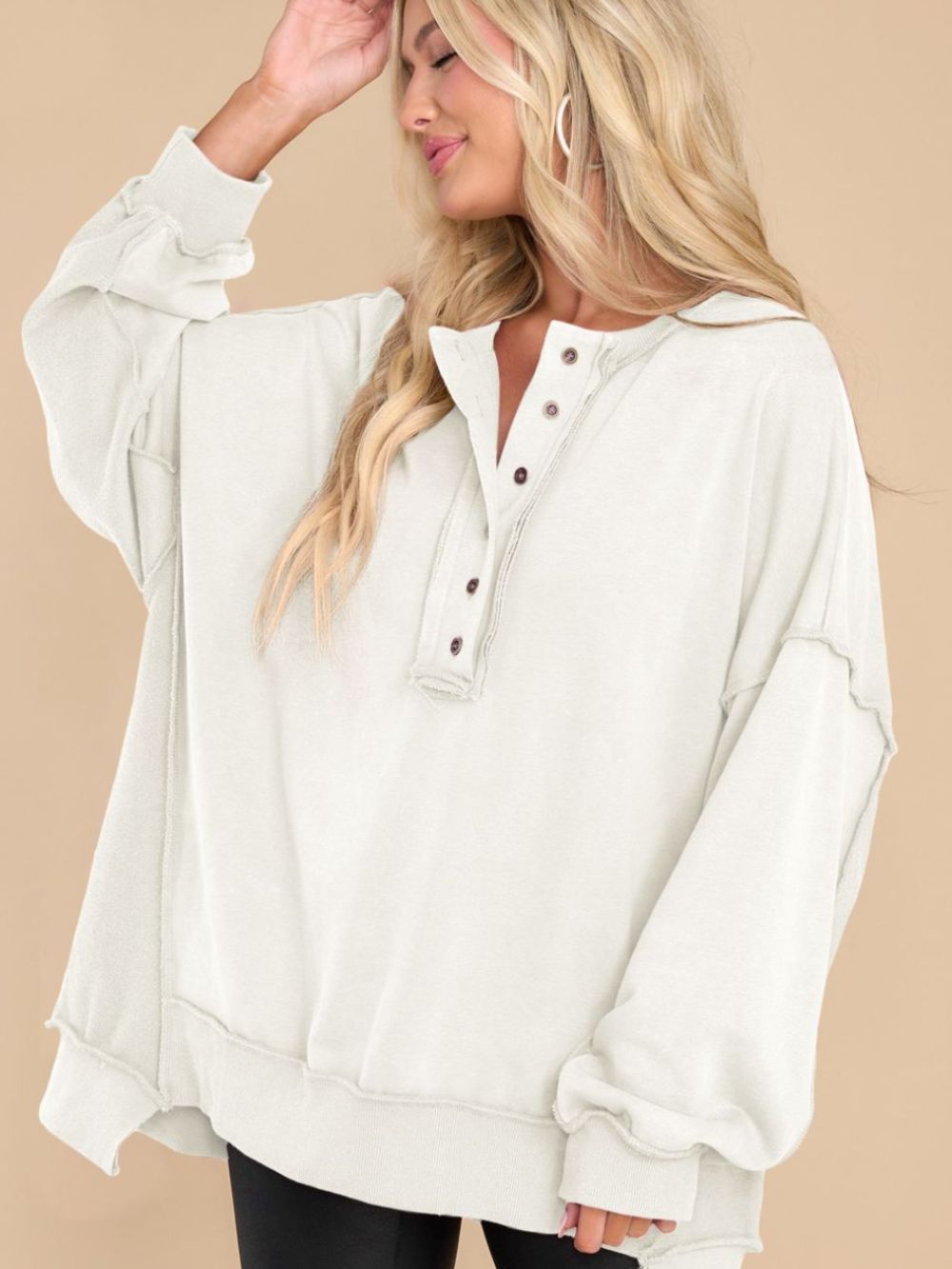 Outfit Flow - Exposed Seam Long Sleeve Sweatshirt