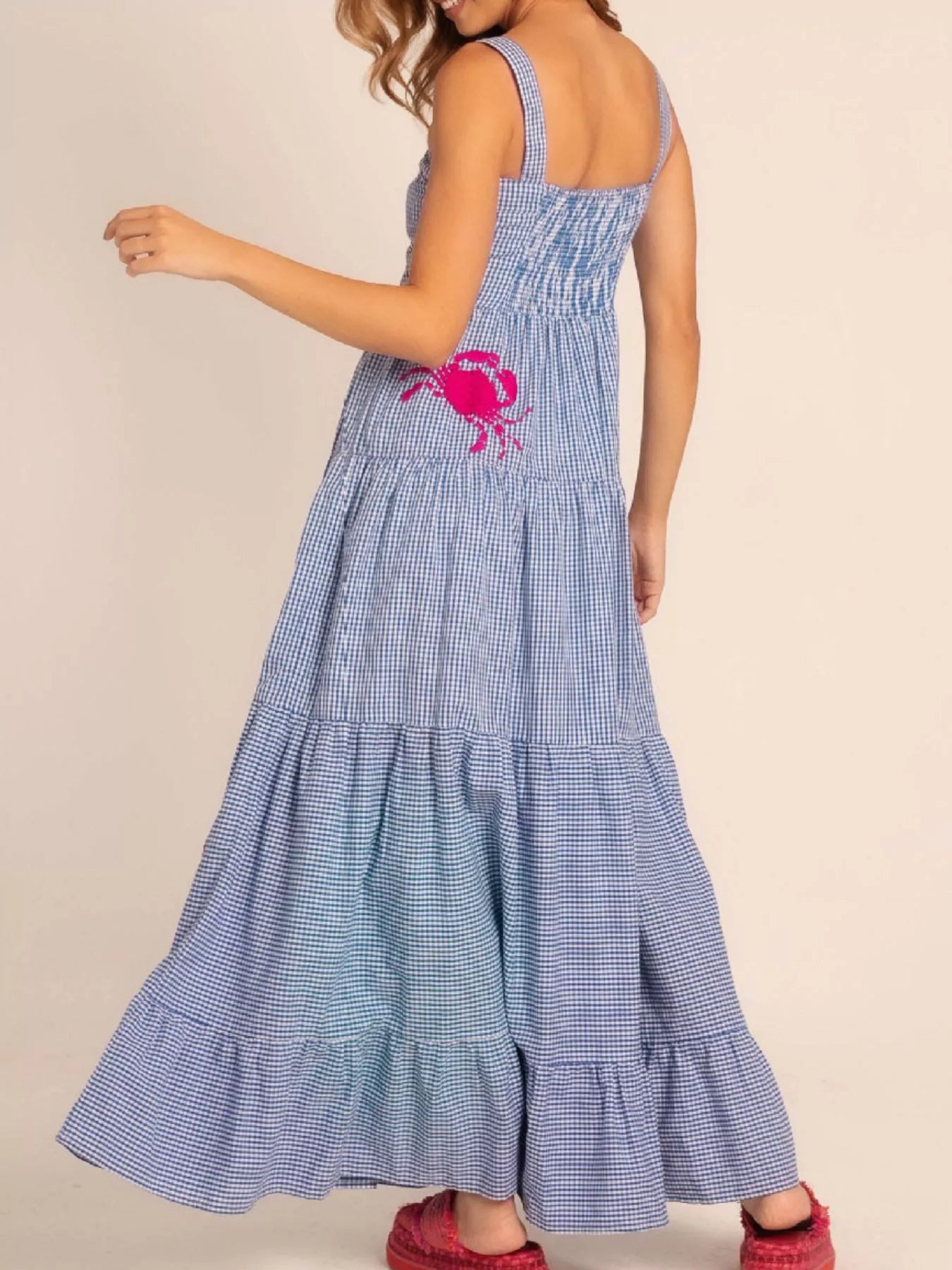 Embroidered Square Neck Tiered Maxi Cami Dress OutfitFlow