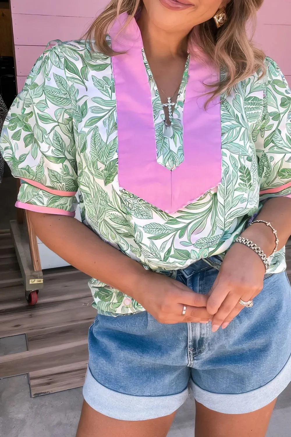 Printed Puff Sleeve Blouse OutfitFlow