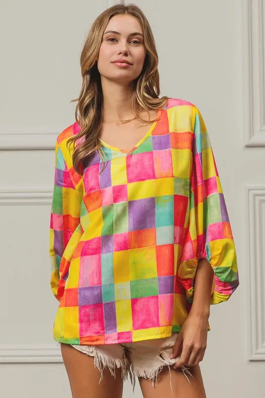BiBi Multi Block Bubble Pop Ballon Top OutfitFlow