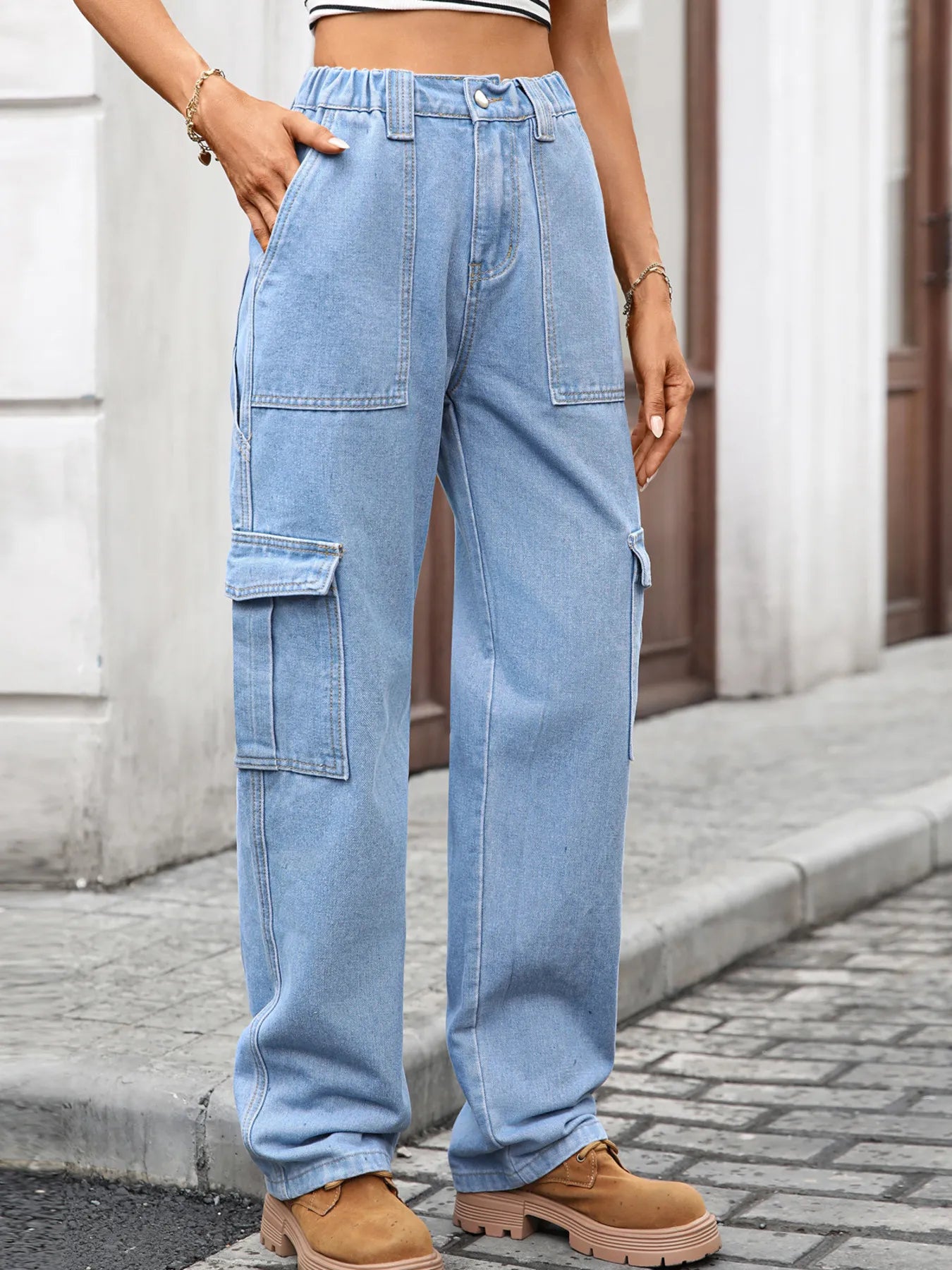 High-Waisted Cargo Jeans OutfitFlow