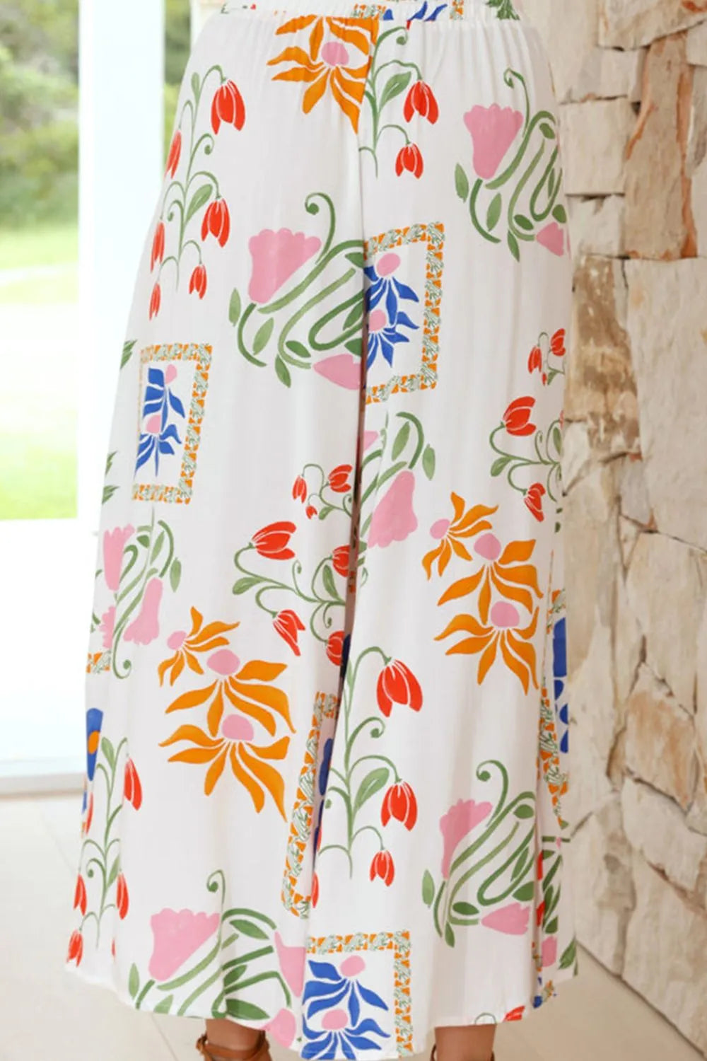 Printed Square Neck Top and Pants Set OutfitFlow