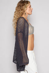 POL Open-Front Crochet Oversized Cardigan OutfitFlow