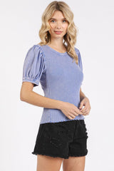 Mittoshop Mineral Wash Puff Sleeve Rib Knit T-Shirt OutfitFlow