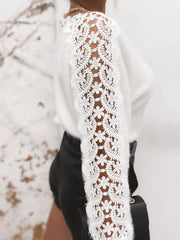 Lace Trim Long Sleeve Sweater OutfitFlow