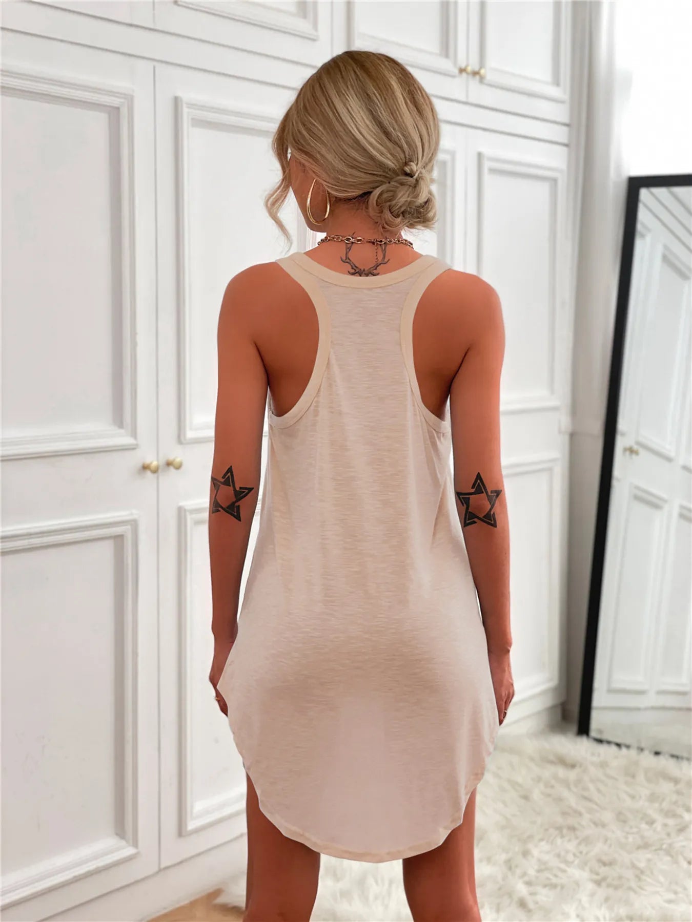 Casual Tank Mini Dress with Curved Hem OutfitFlow