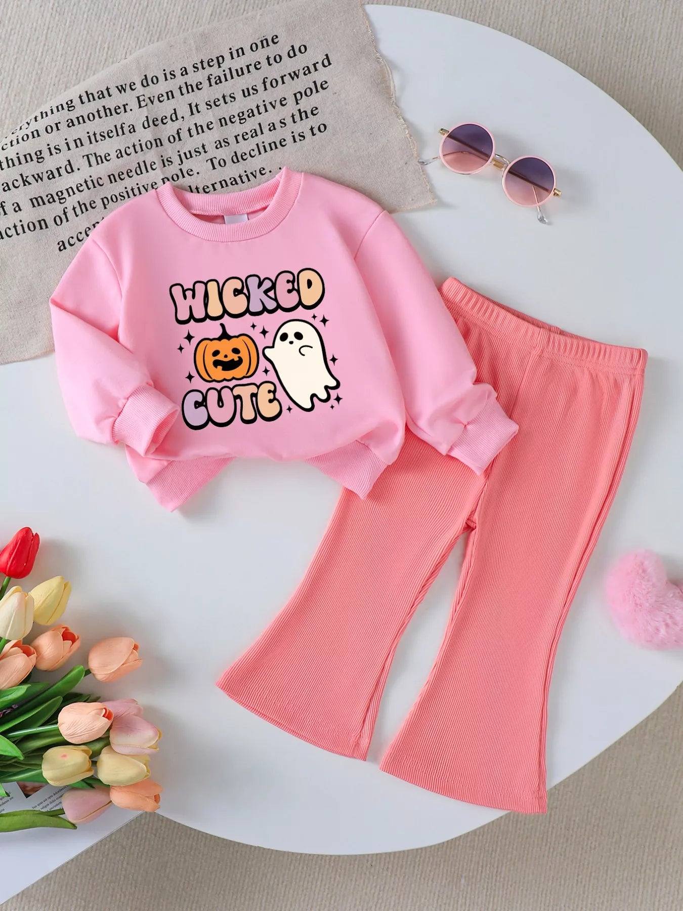Children's Halloween Graphic Sweatshirt and Flare Pants Set Print 3 OutfitFlow