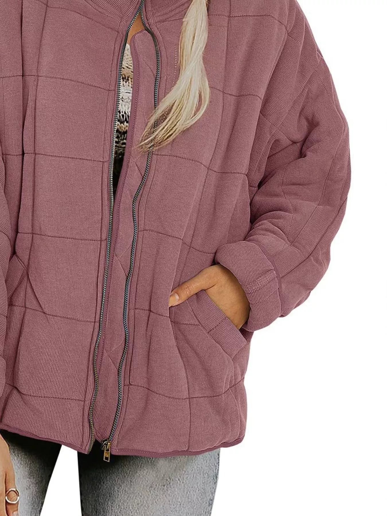 Quilted Zip Up Outerwear Trendsi