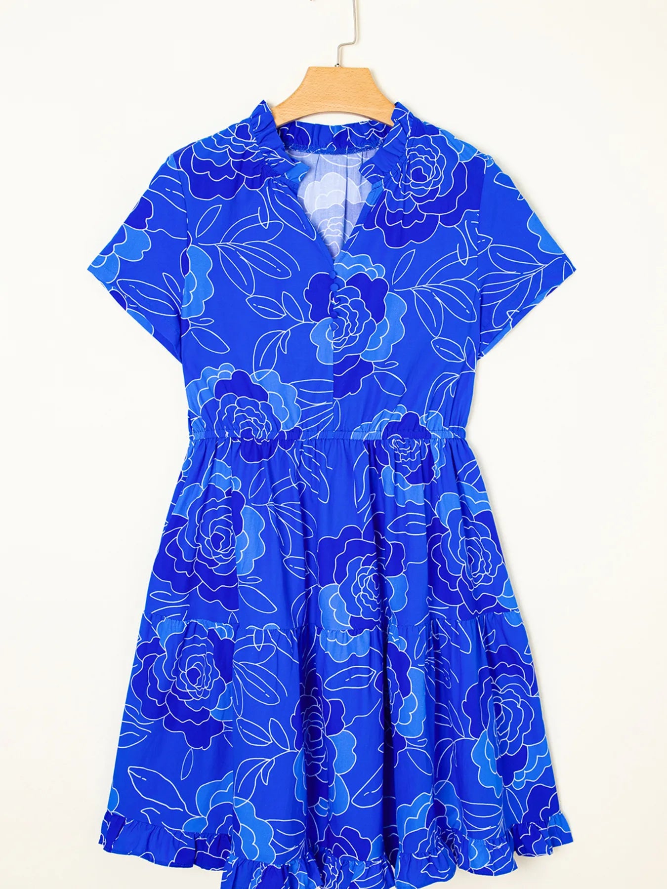 Ruffled Hem Short Sleeve Flowy Mini Dress OutfitFlow