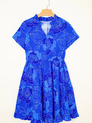 Ruffled Hem Short Sleeve Flowy Mini Dress OutfitFlow