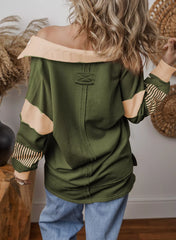 Striped Color Block Long Sleeve Sweatshirt OutfitFlow