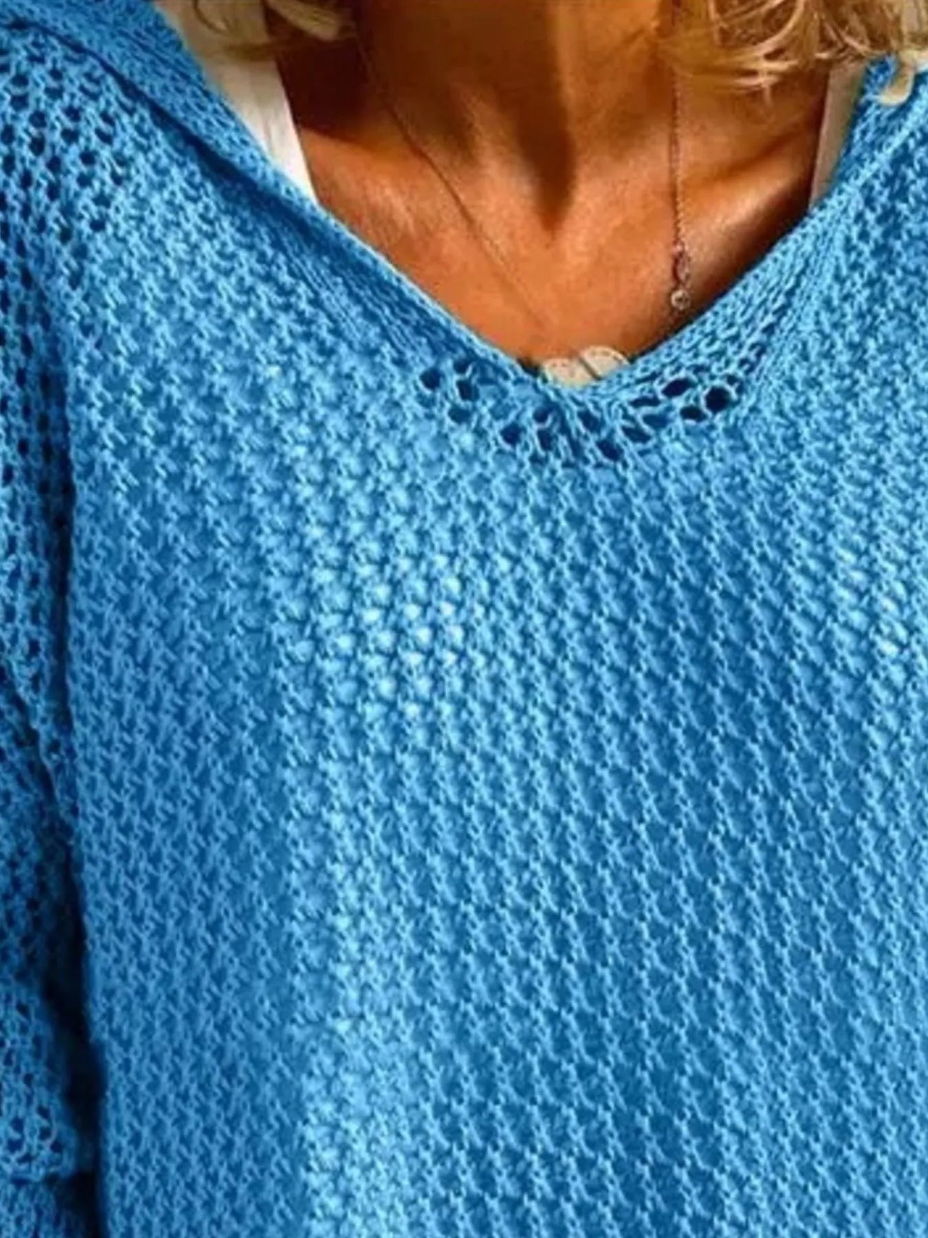 Openwork Long Sleeve Hooded Knit Cover Up OutfitFlow