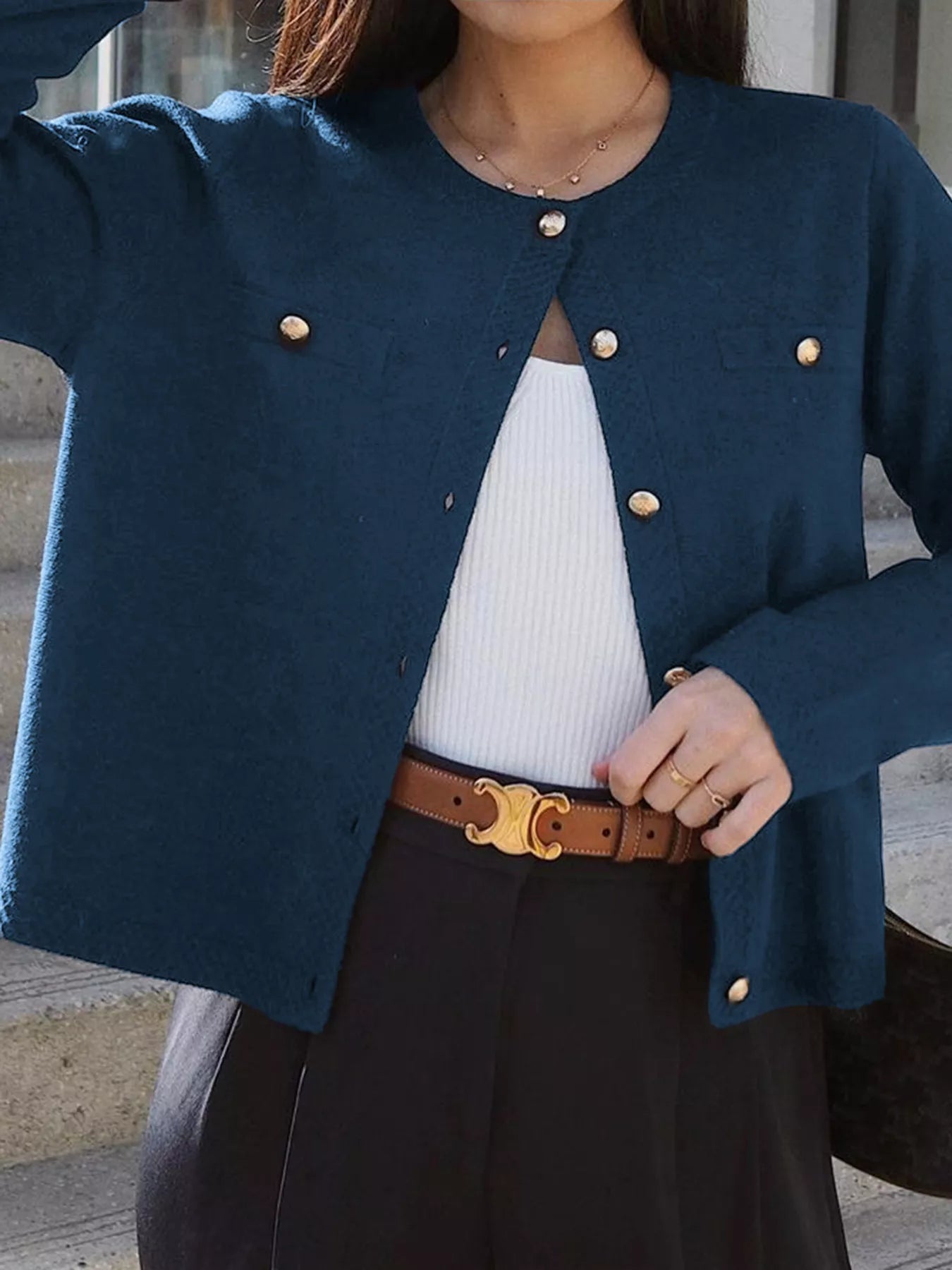 Button-Down Knit Cardigan OutfitFlow