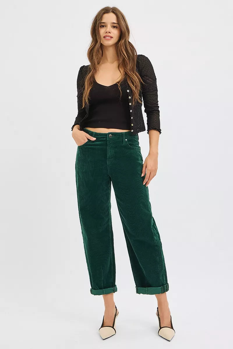 RISEN High Rise Crop Barrel Cordurory Pants OutfitFlow
