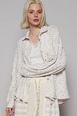 POL Floral Print Textured Button-Up Shirt OutfitFlow