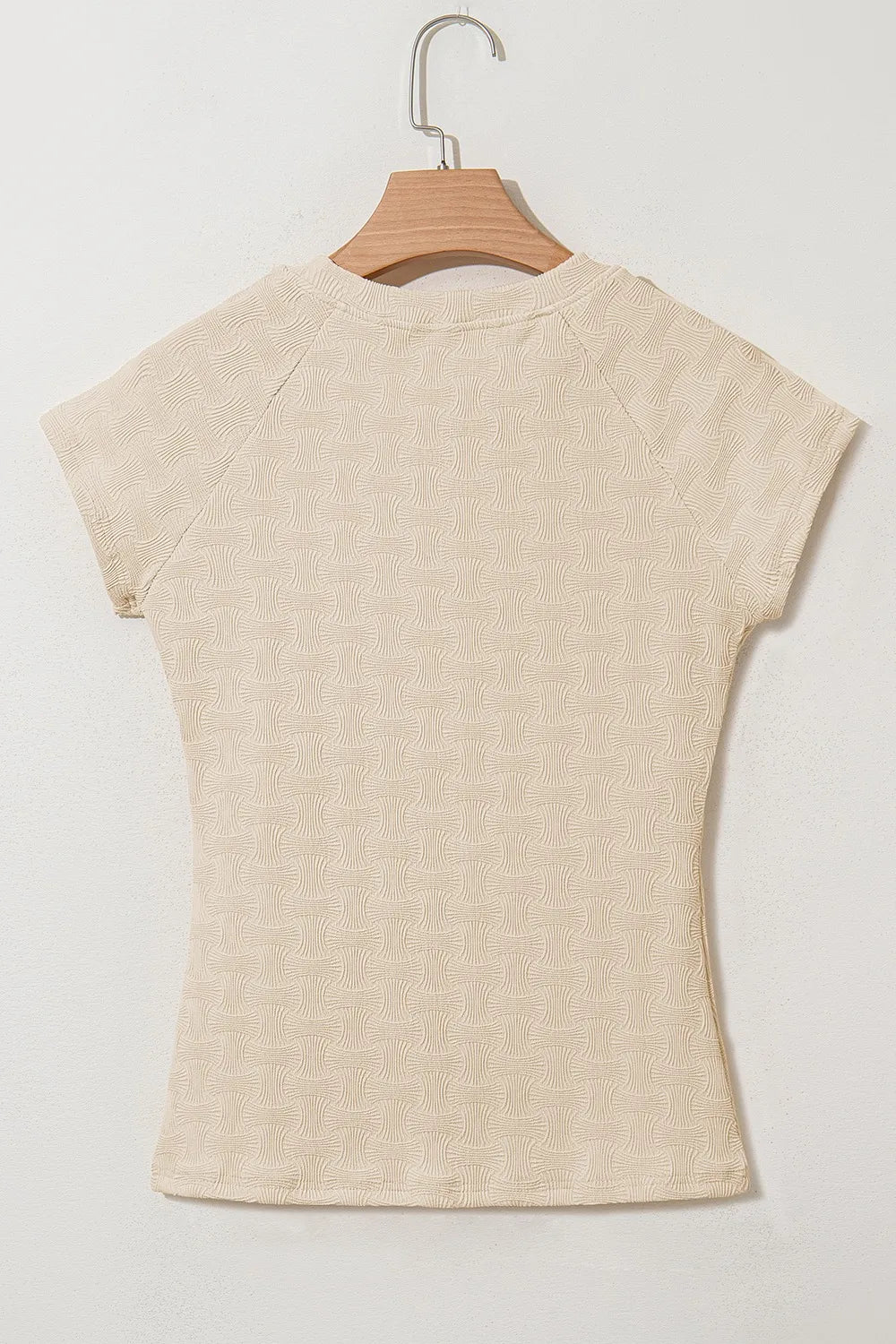 Textured Crew Neck Cap Sleeve Slim T Shirt OutfitFlow