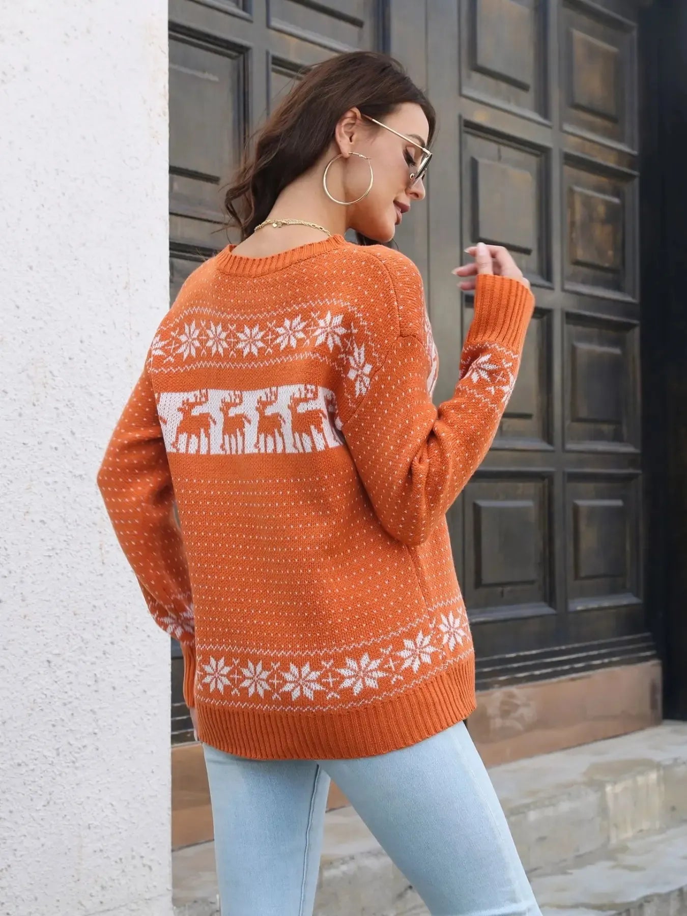 Round Neck Long Sleeve Sweater OutfitFlow