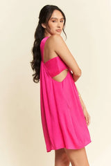 Davi & Dani Washed Satin Cutout Skirt Bandeau Mini Dress OutfitFlow