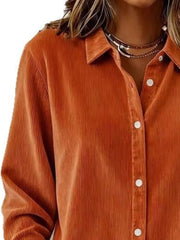 Full Size Corduroy Button-Down Shirt Plus Size OutfitFlow
