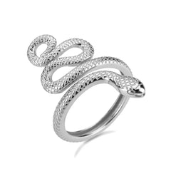 925 Sterling Silver Snake Shape Ring Silver 7 OutfitFlow