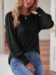 Long Sleeve Blouse with Elastic Cuffs OutfitFlow