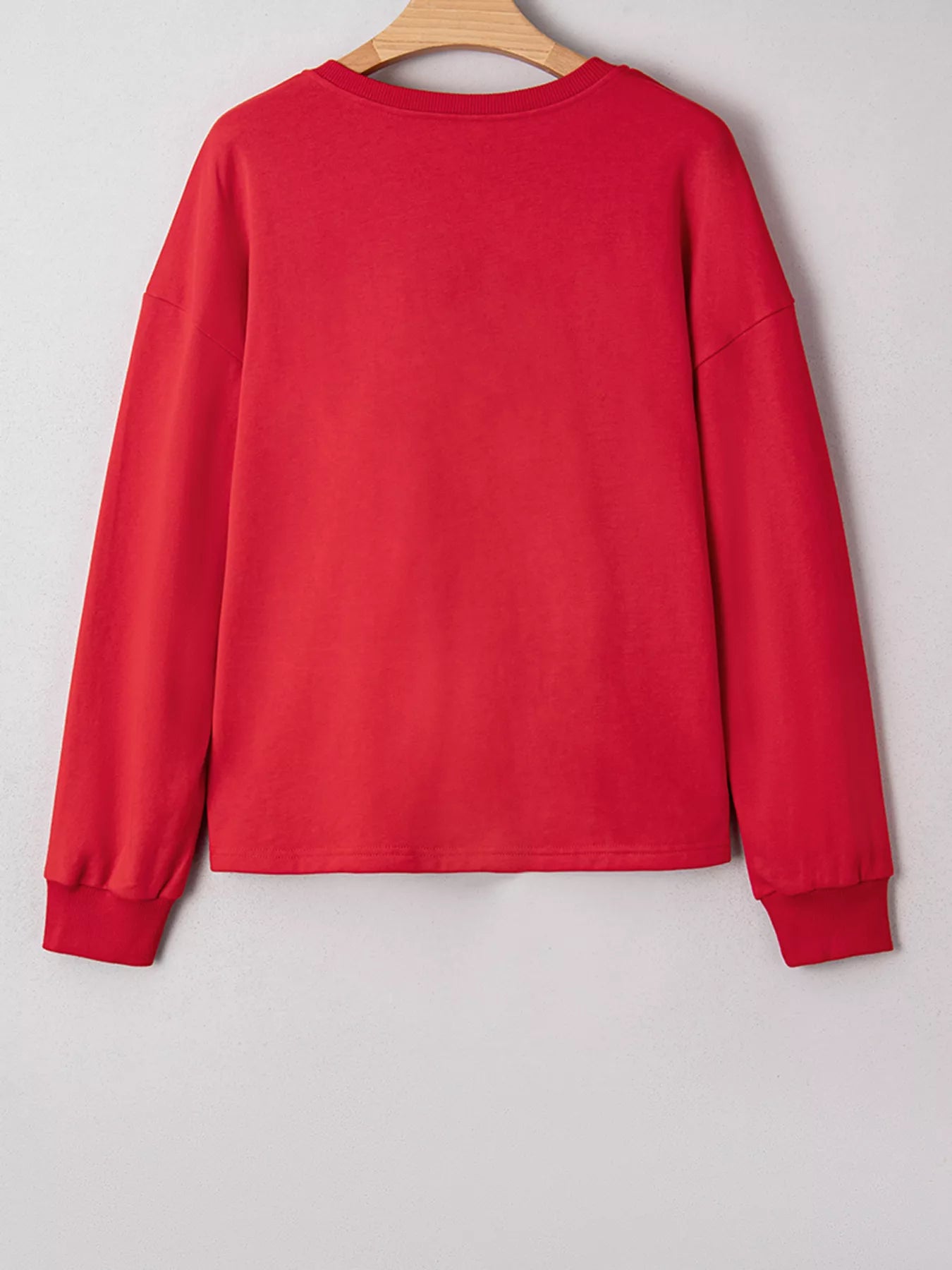 Plaid Frayed Double Christmas Tree Patched Drop Shoulder Sweatshirt OutfitFlow