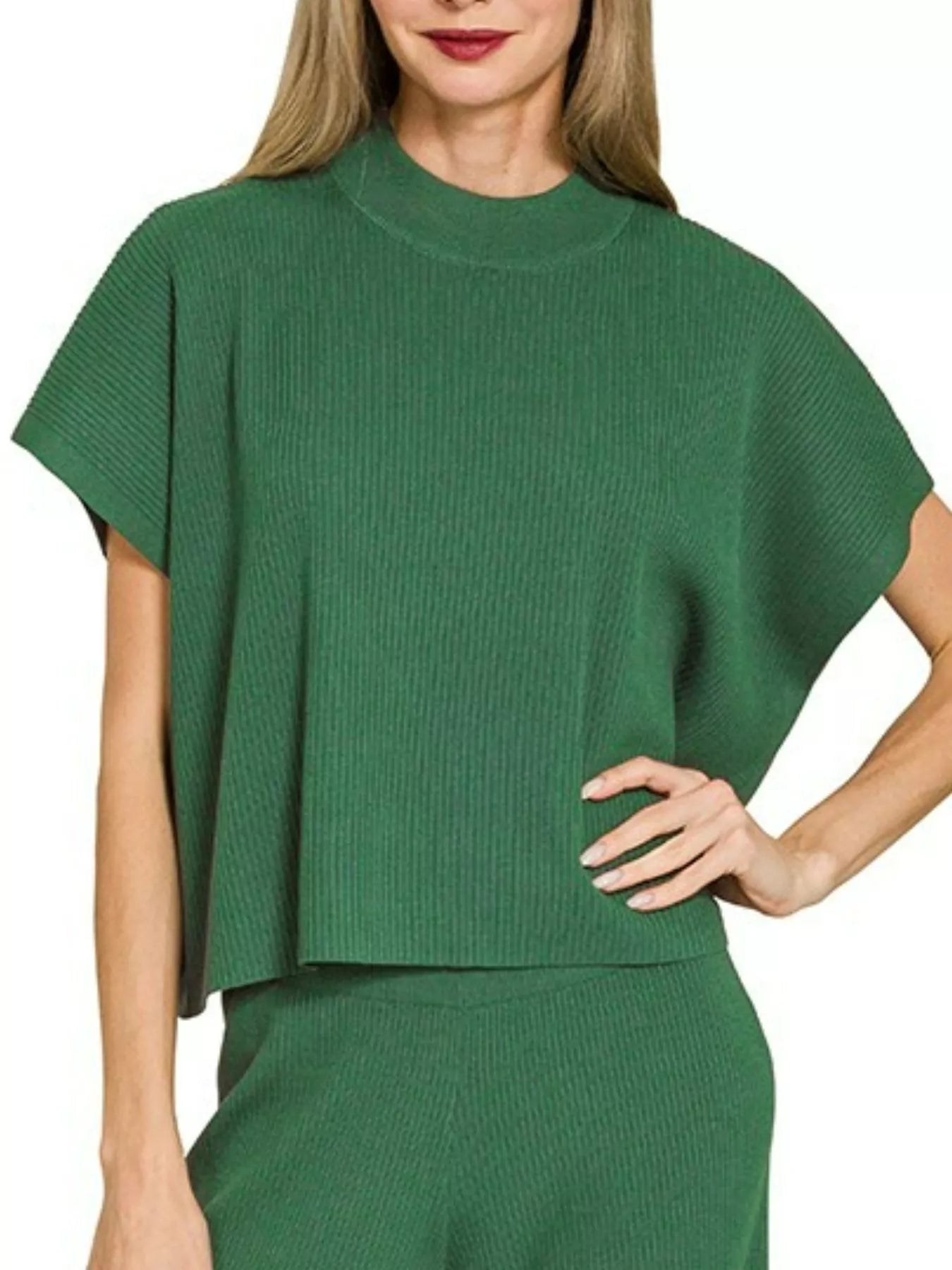 Zenana Viscose Sweater Short Sleeve Top and Pants Set Trendsi