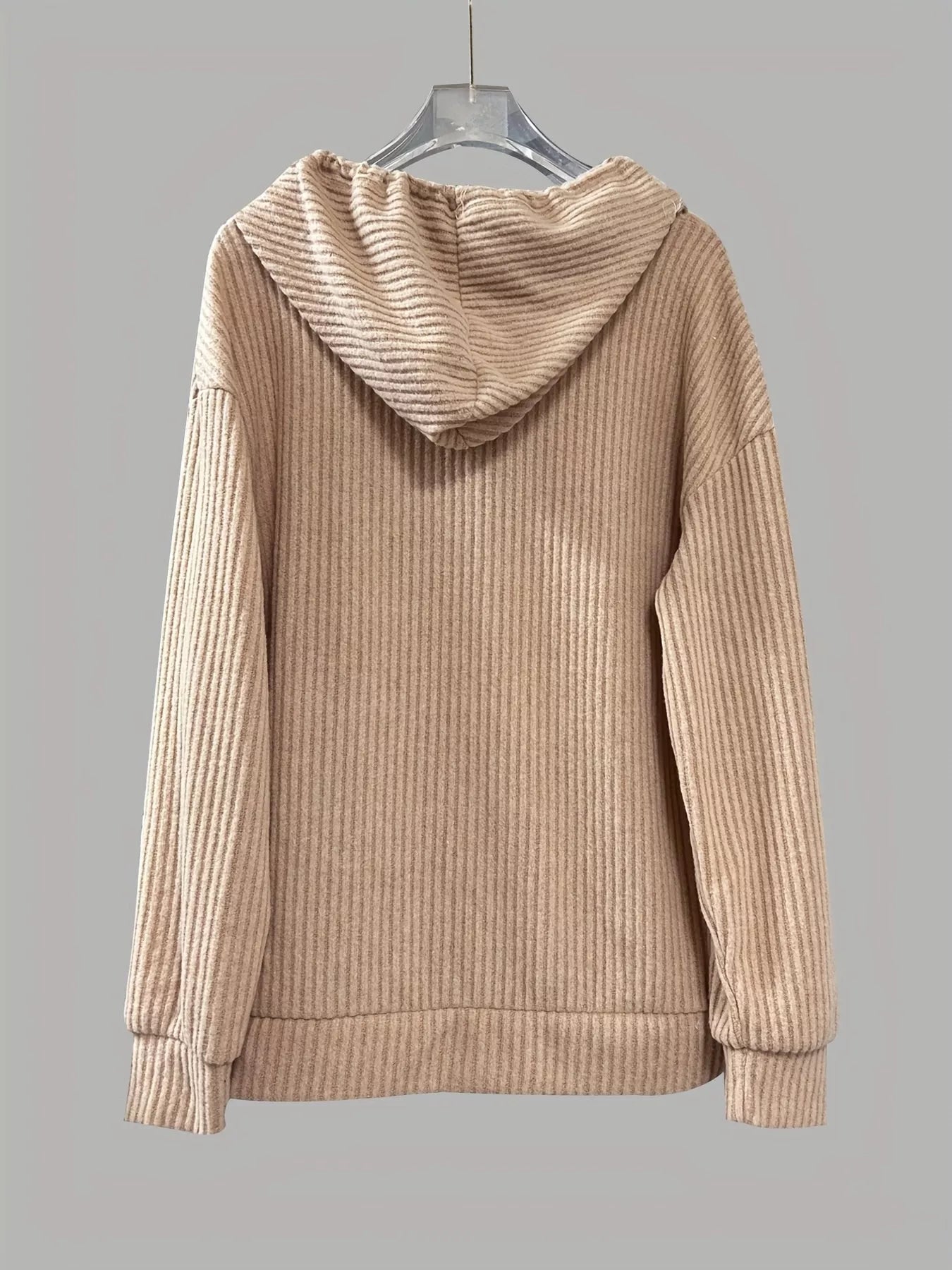 Button-Front Drawstring Hoodie OutfitFlow