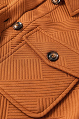 Textured Button Down Collared Neck Coat OutfitFlow