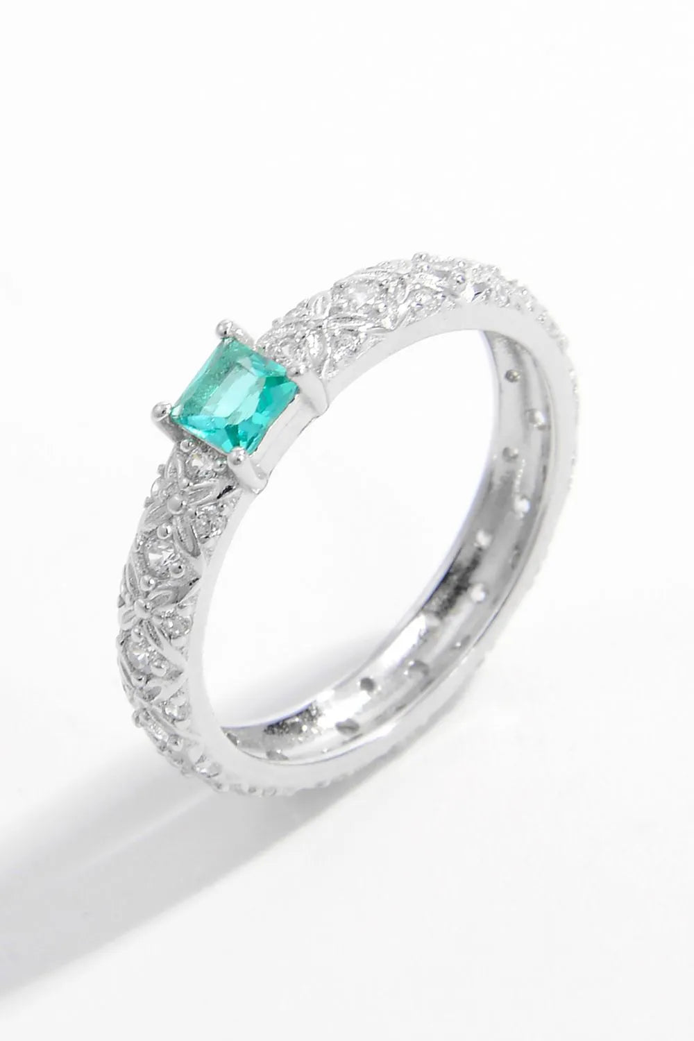 925 Sterling Silver Square Zircon Ring OutfitFlow