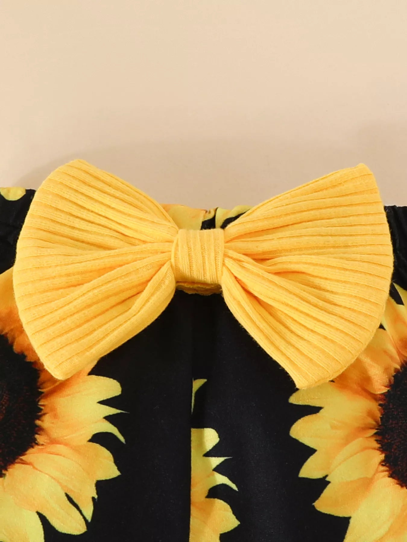 Children's Ruffled Ribbed Top and Sunflower Pants Set Trendsi